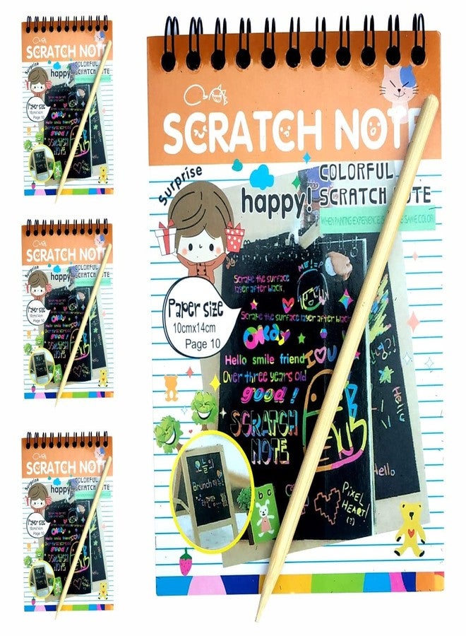 Evissa Scratch Note Colorful Magic Art Craft Kit, Scratch Book for Kid'sCreative Drawing Activity Toy Educational Stationary Kit Ideal Birthday Return Gift Aged 3-12, Includes Multicolour (Pack of 4) - Image 1